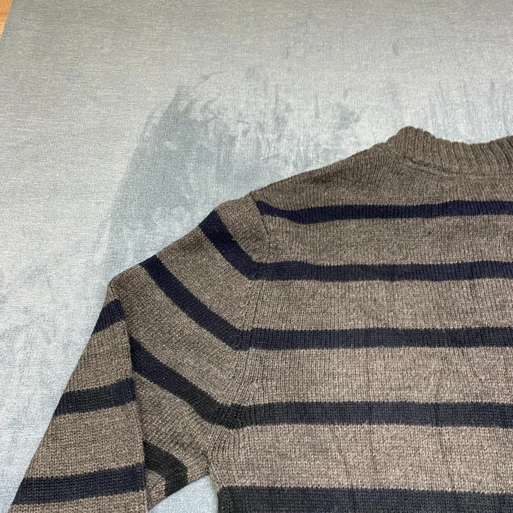Pierre Cardin Sweater Mens XL Blue Gray Striped Acrylic Quarter Zip Tight Knit